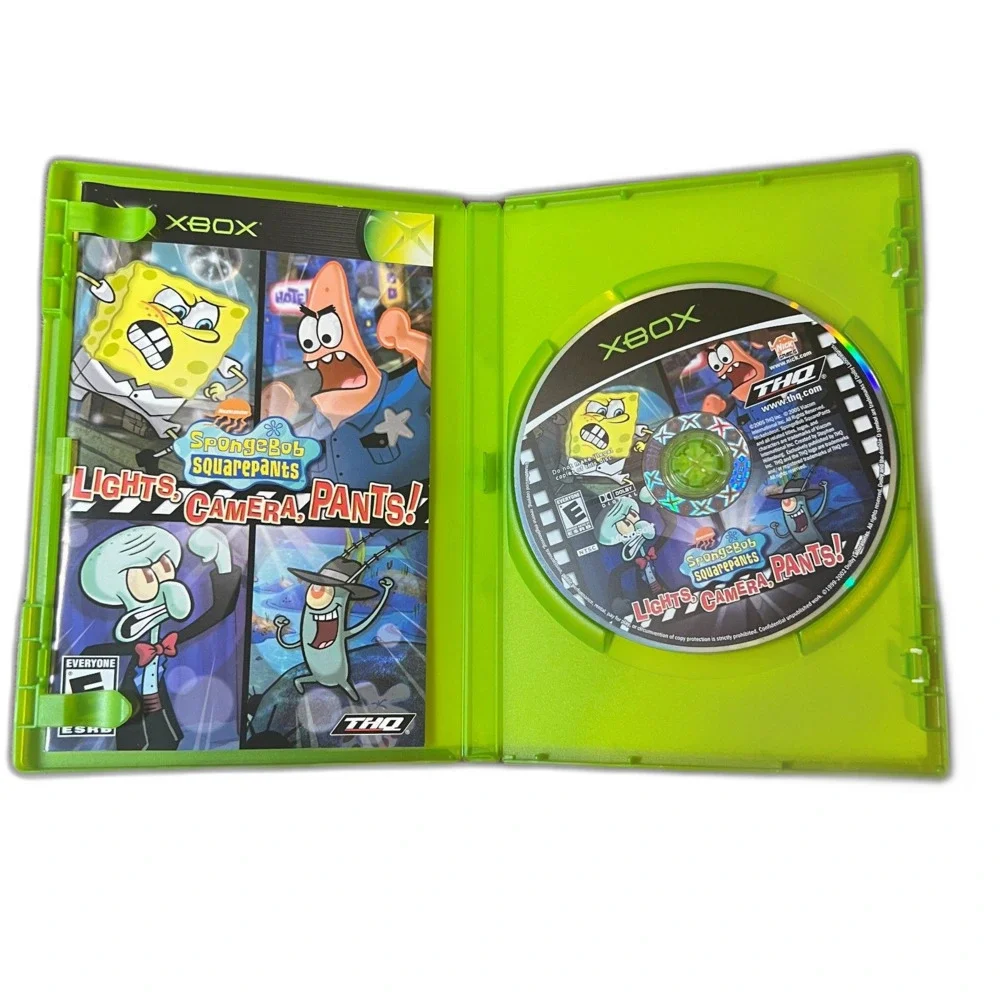 SpongeBob SquarePants Lights Camera Pants Microsoft Xbox 2005 Game, Box, Manual